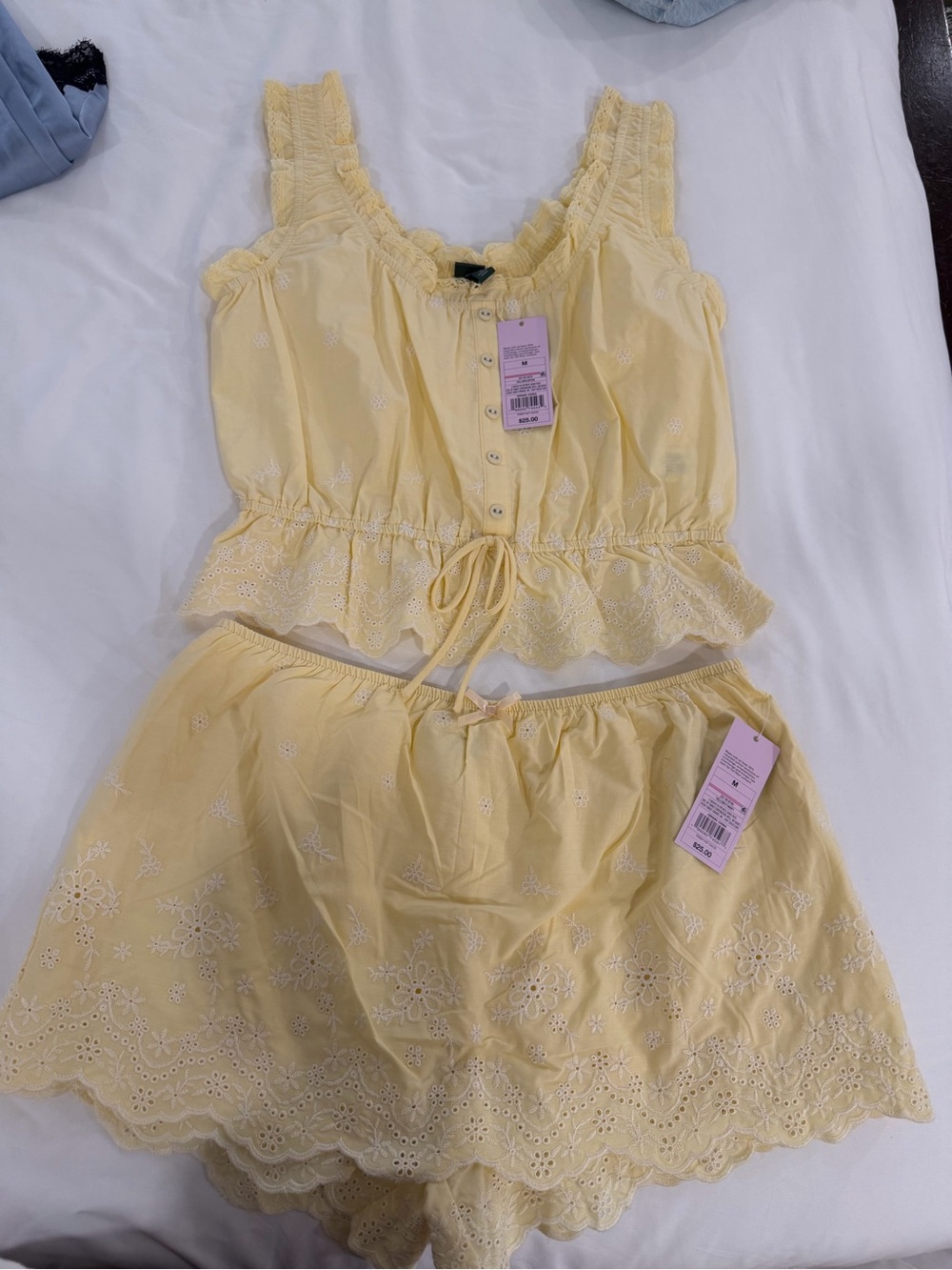 Yellow Eyelet Two-Piece Dress Set